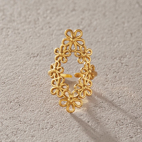 Damen Statement-Ring mit Gänseblümchen und offenem Design – Daiselina