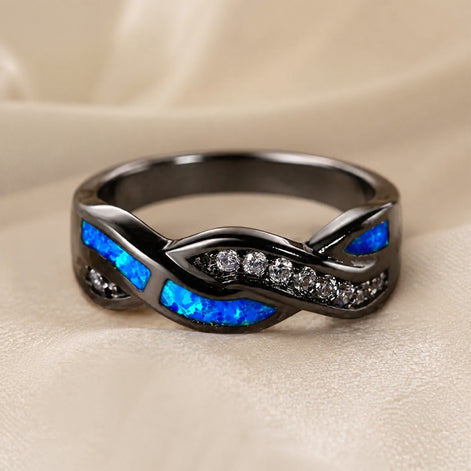 Damen Statement-Ring mit Halbmond und geometrischem Design – Lunavexa