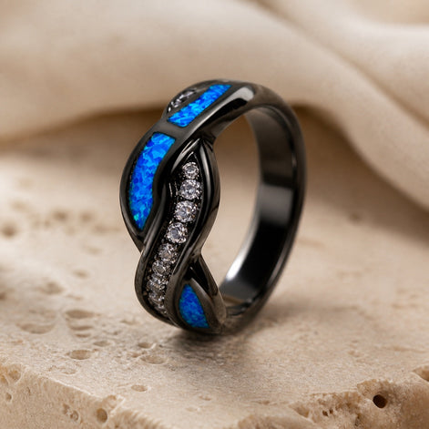 Damen Statement-Ring mit Halbmond und geometrischem Design – Lunavexa