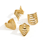 Damen Statement-Ring mit mehrlagigem Wellendesign – Ondavella
