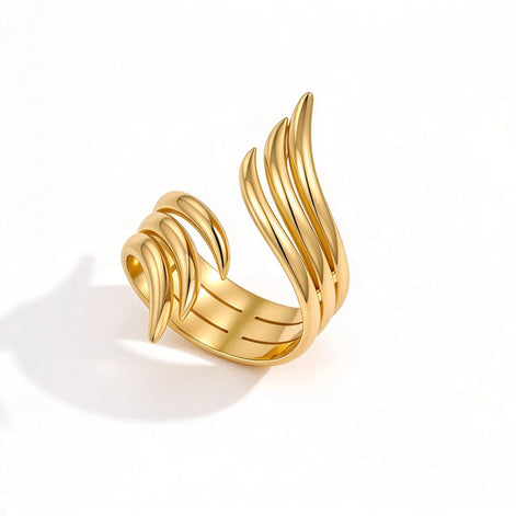 Damen Statement-Ring mit mehrlagigem Wellendesign – Ondavella