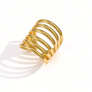 Damen Statement-Ring mit mehrlagigem Wellendesign – Ondavella