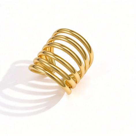 Damen Statement-Ring mit mehrlagigem Wellendesign – Ondavella