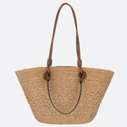 Damen Strohtasche mit Lederdetails und großem Fassungsvermögen – Solmira