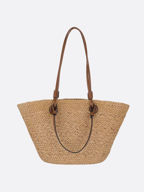 Damen Strohtasche mit Lederdetails und großem Fassungsvermögen – Solmira