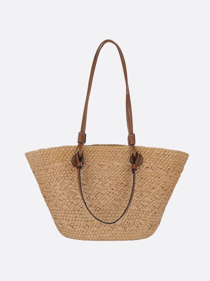 Damen Strohtasche mit Lederdetails und großem Fassungsvermögen – Solmira
