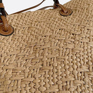 Damen Strohtasche mit Lederdetails und großem Fassungsvermögen – Solmira