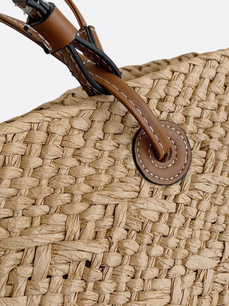 Damen Strohtasche mit Lederdetails und großem Fassungsvermögen – Solmira