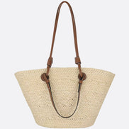 Damen Strohtasche mit Lederdetails und großem Fassungsvermögen – Solmira