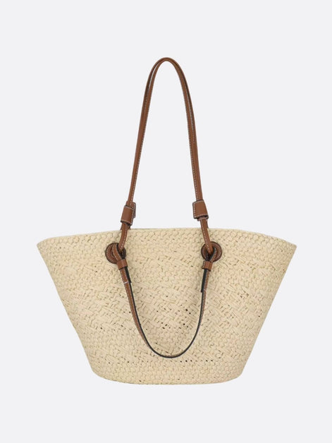 Damen Strohtasche mit Lederdetails und großem Fassungsvermögen – Solmira