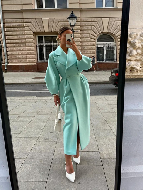 Damen Trenchcoat mit Reverskragen und Knopfverschluss Velmessa