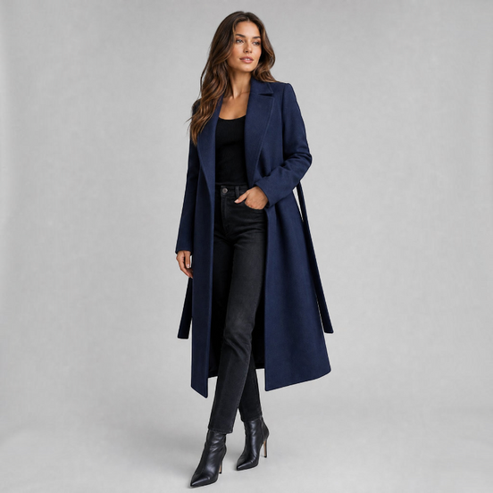 Damen Trenchcoat mit Reverskragen und Taillengürtel – Elvara