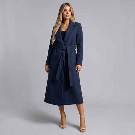 Damen Trenchcoat mit Reverskragen und Taillengürtel – Elvara