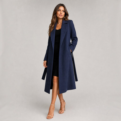Damen Trenchcoat mit Reverskragen und Taillengürtel – Elvara