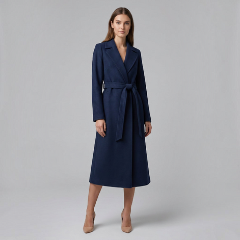 Damen Trenchcoat mit Reverskragen und Taillengürtel – Elvara