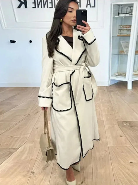 Damen Trenchcoat mit Taillengürtel und Seitentaschen Valmessa