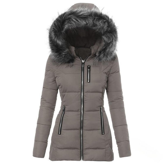 Damen Winterjacke mit abnehmbarem Kunstfellkragen – Varelia