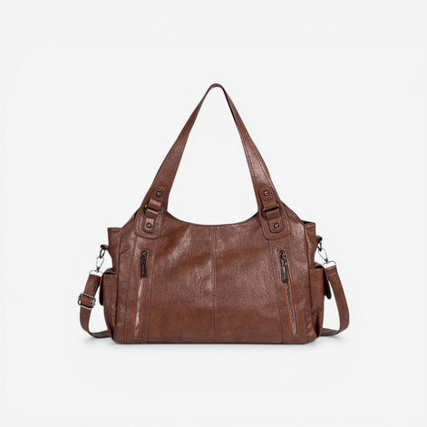 Schultertasche mit Doppelhenkeln und Reißverschluss