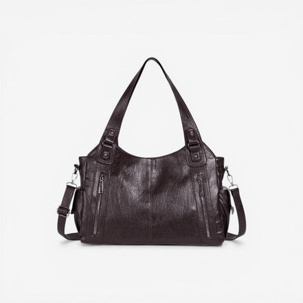 Schultertasche mit Doppelhenkeln und Reißverschluss