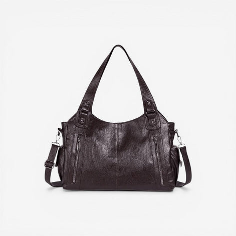 Schultertasche mit Doppelhenkeln und Reißverschluss