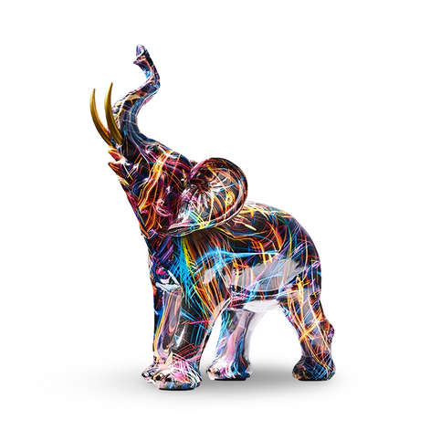 Eleva Skulptur – Farbige Elefantenfigur aus Kunstharz