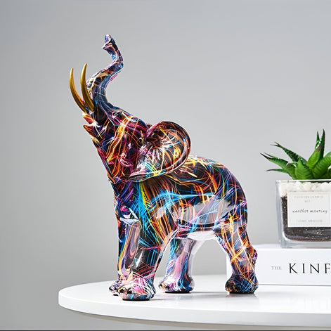 Eleva Skulptur – Farbige Elefantenfigur aus Kunstharz