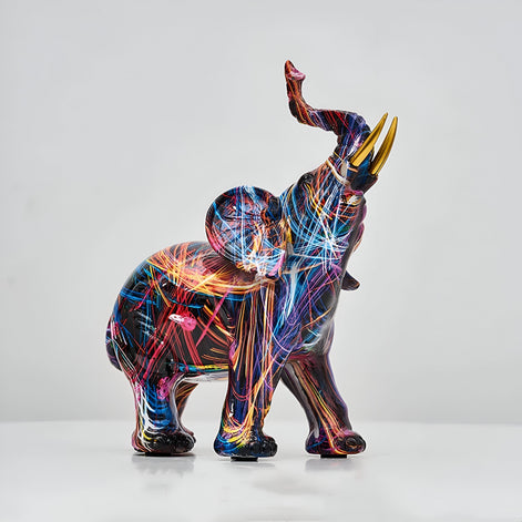 Eleva Skulptur – Farbige Elefantenfigur aus Kunstharz