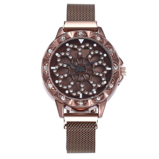 Elvoria Damen Armbanduhr mit Mesh-Armband und Quarzwerk