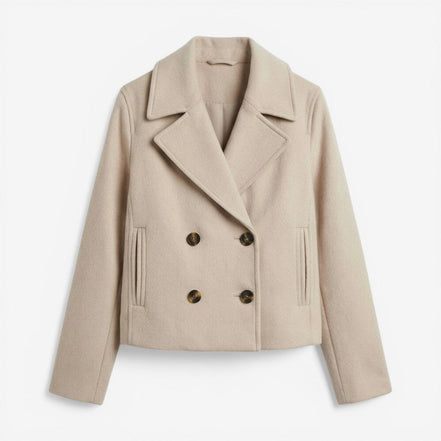 Kurze Damenjacke mit Doppelknopfleiste und langen Ärmeln