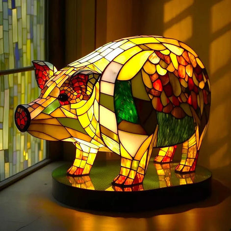 Faunora Tischlampe mit Tiermotiven – Dekorative Glaslampe für Innenräume