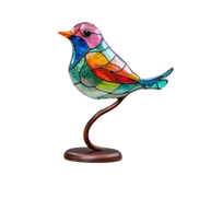 Tischlampe aus Buntglas in Vogelform