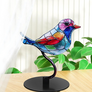 Tischlampe aus Buntglas in Vogelform