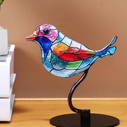Tischlampe aus Buntglas in Vogelform