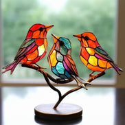 Tischlampe aus Buntglas in Vogelform