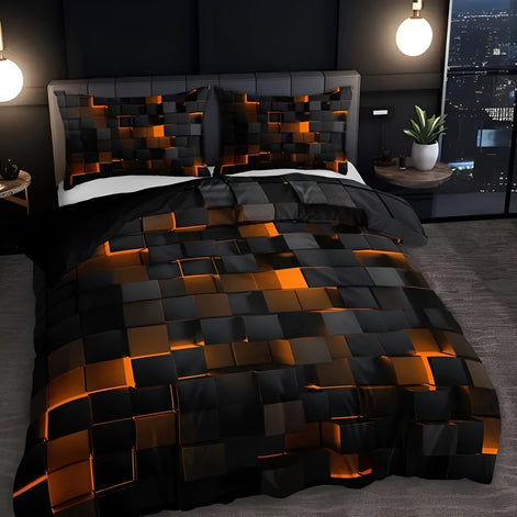 GEOMATRIX Bettbezug-Set 160x200 – Futuristisches Design Mit Atmungsaktivem Komfort 3