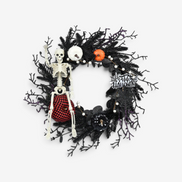 Halloween Türkranz mit Skelett- und Kürbisdesign – Vespera