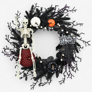 Halloween Türkranz mit Skelett- und Kürbisdesign – Vespera