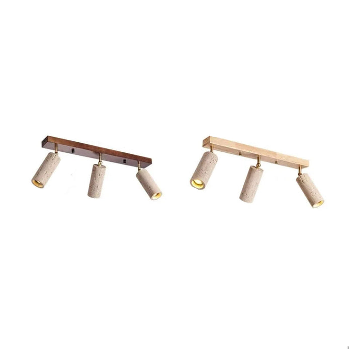 Marviro LED Deckenleuchte mit drei Strahlern aus Holz und Marmoroptik