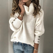 Damen Pullover mit Stehkragen und langen Ärmeln Elvarenne