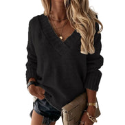 Damen Oversize Pullover mit V-Ausschnitt Elvarisse