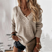 Damen Oversize Pullover mit V-Ausschnitt Elvarisse