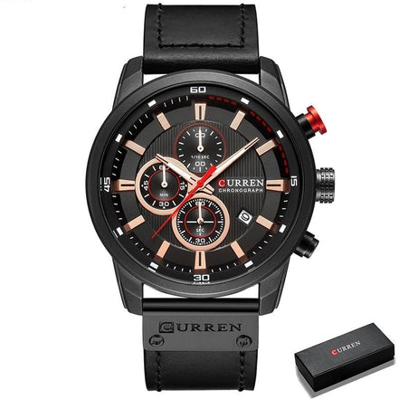 Corvello Herren Armbanduhr mit Lederarmband und Chronographenfunktion