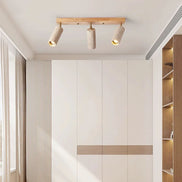 Marviro LED Deckenleuchte mit drei Strahlern aus Holz und Marmoroptik