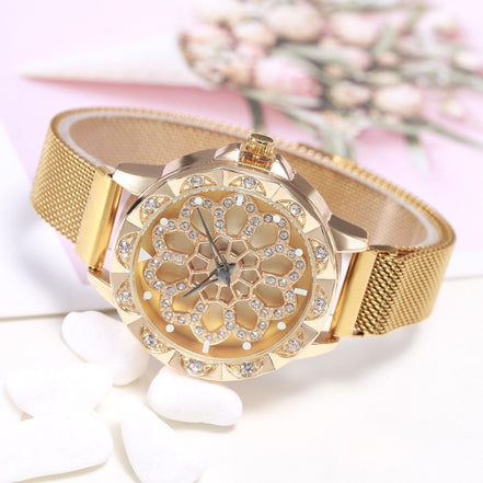 Elvoria Damen Armbanduhr mit Mesh-Armband und Quarzwerk