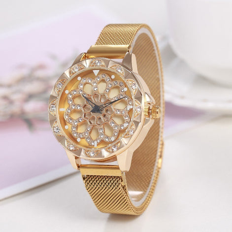 Elvoria Damen Armbanduhr mit Mesh-Armband und Quarzwerk