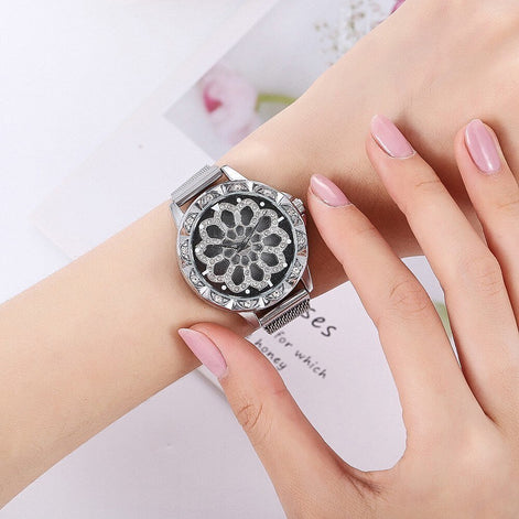 Elvoria Damen Armbanduhr mit Mesh-Armband und Quarzwerk