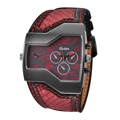 Quarz-Armbanduhr mit zwei Zeitzonen und PU-Armband