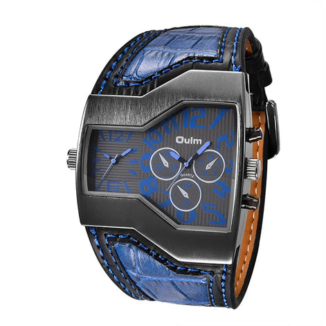 Quarz-Armbanduhr mit zwei Zeitzonen und PU-Armband