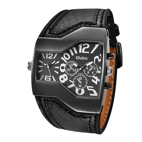Quarz-Armbanduhr mit zwei Zeitzonen und PU-Armband