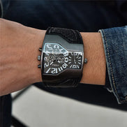 Quarz-Armbanduhr mit zwei Zeitzonen und PU-Armband – Chronexa